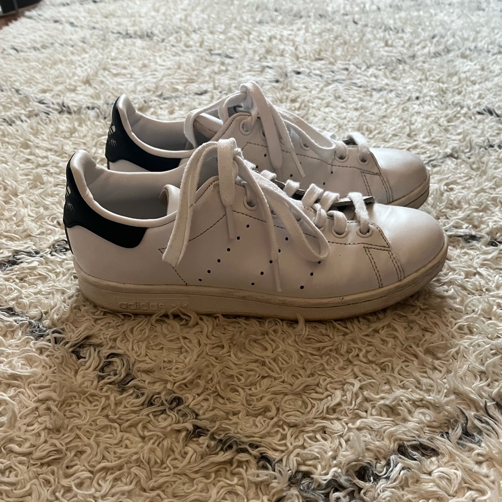 Adidas Classic White and Navy Stan Smith Sneakers